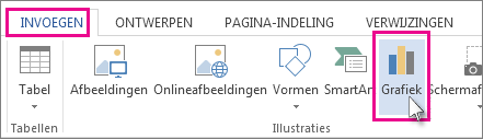 Gedeelte van het tabblad Invoegen met de knop Diagram