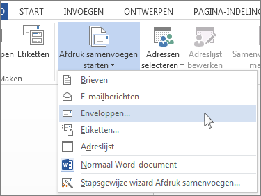 Menu Afdruk samenvoegen starten