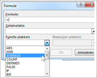 Formulevak met functiemenu