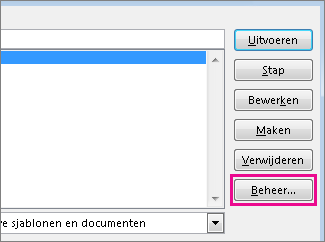 De knop Beheer in het vak Macro's weergeven