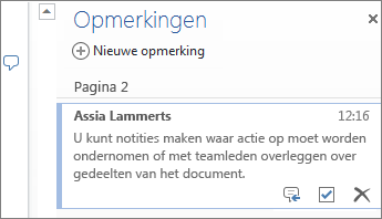 Opmerkingen in discussielijnen in Word Online