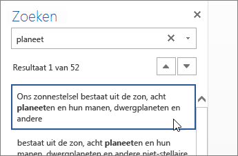 Deelvenster Zoeken in Word Online