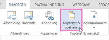 Afbeelding van de knop Koptekst & voettekst in Word Online