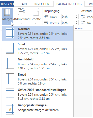 Afbeelding van galerie met marges in Word Web App
