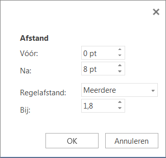 Dialoogvenster Alinea