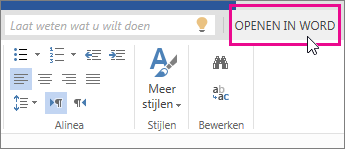 Openen in Word vanuit de weergave Bewerken in Word Online