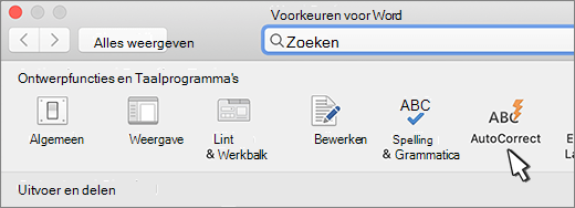 Word voor Mac autocorrectieknop