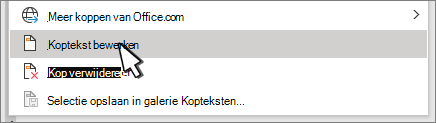 Koptekst bewerken geselecteerd in het dialoogvenster Koptekst