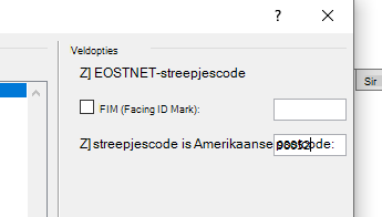 Sectie Opties voor veldcode