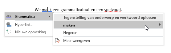 Office 365 voorbeeld van spelling & grammatica