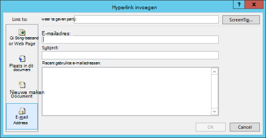 Een hyperlink maken naar een e-mailadres