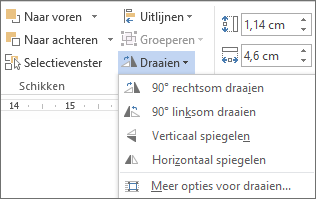 Opties in het menu Draaien