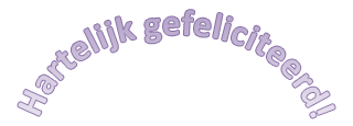 Een voorbeeld van WordArt met de tekst Happy Birthday als gebogen tekst.