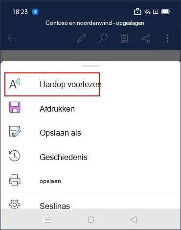 Tik op Hardop voorlezen