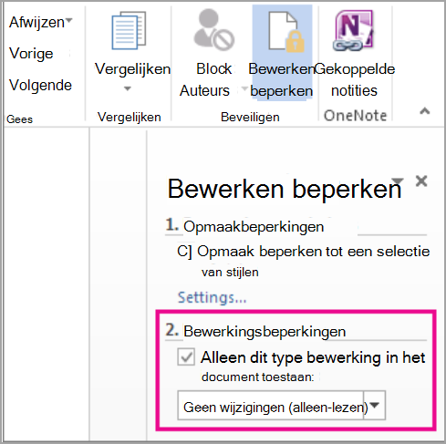 Bewerken beperken Alleen toestaan