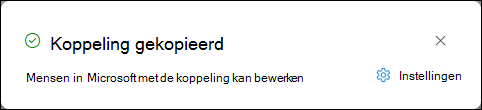Selecteer Instellingen voor de koppeling naar uw document in Word voor het web
