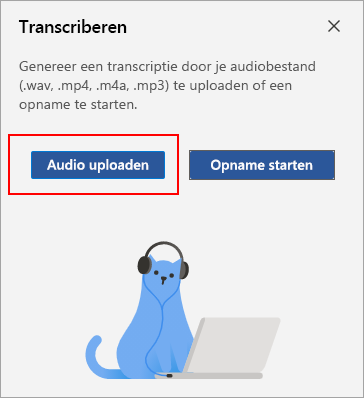 Selecteer Audio uploaden