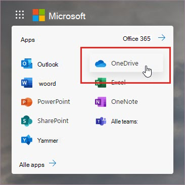 OneDrive-app openen