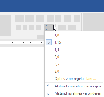 Opties voor het wijzigen van de regelafstand in Word