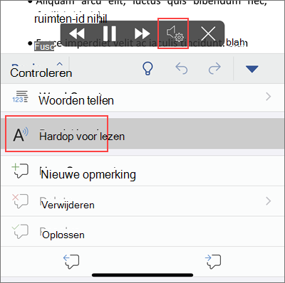 Tik op Hardop voorlezen
