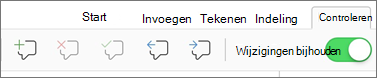Menu Opmerkingen op tabblad controleren