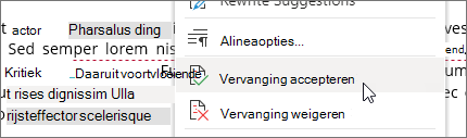Klik met de rechtermuisknop om een wijziging te accepteren of te weigeren.
