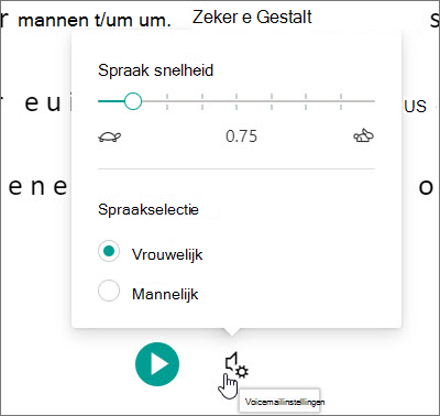 Spraakinstellingen voor Insluitende lezer