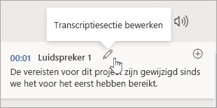 Selecteer Transcriptiesectie bewerken