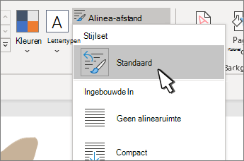 Standaard onder Stijlset geselecteerd