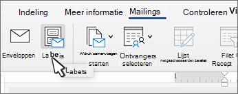 Knop Label op het lint Verzendlijsten