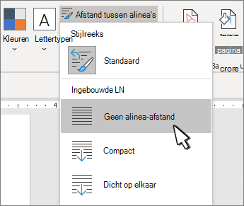 Eén spatie instellen op document