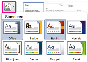 Selecteer op het tabblad Ontwerpen de optie Thema's