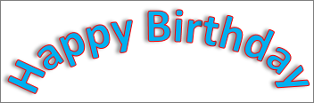 WordArt met gebogen transformatie-effect en een schaduw