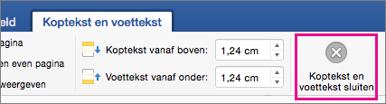 Op het tabblad Koptekst & voettekst is Koptekst en voettekst sluiten gemarkeerd