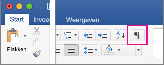 Op het tabblad Start is Bewerkingsmarkeringen weergeven gemarkeerd