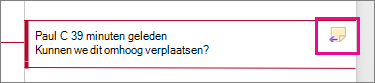 Pictogram Opmerking beantwoorden is gemarkeerd