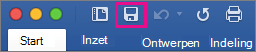 Het pictogram Opslaan is gemarkeerd op het lint in Word 2016 voor Mac.