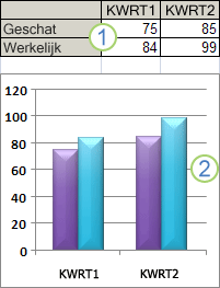 Werkbladgegevens en grafiek