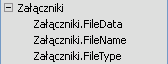 Pole załącznika w okienku zadań Lista pól