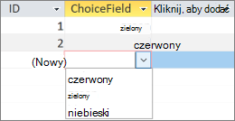 Wyświetlanie listy opcji do wyboru dla użytkownika