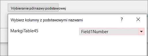 Wybieranie określonego pola nazwy podstawowej