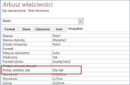 Show Date picker property on the Property Sheet for a form