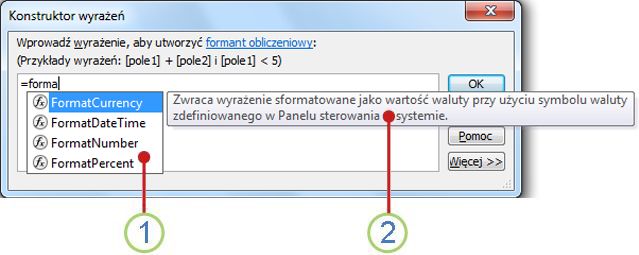 Lista rozwijana IntelliSense i szybka porada.