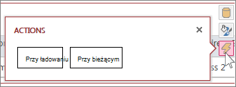 Okno dialogowe Akcje w widoku arkusza danych sieci Web