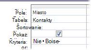 Aby wykluczyć wyraz lub frazę, użyj kryterium Nie, po którym następuje wyraz lub fraza, którą chcesz wykluczyć.
