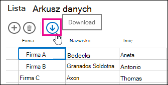 Download in Excel action button on Datasheet view
