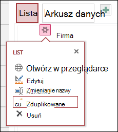 Settings menu with Open in browser, Edit, Rename, Duplicate, and Delete