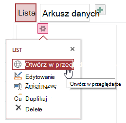 Popup menu displaying Open in Browser, Edit, Rename, Duplicate, and Delete