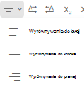 Menu Wyrównaj w Outlook w sieci Web.