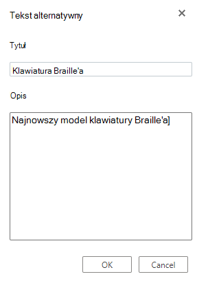 Okno dialogowe Tekst alternatywny w programie Visio dla sieci Web